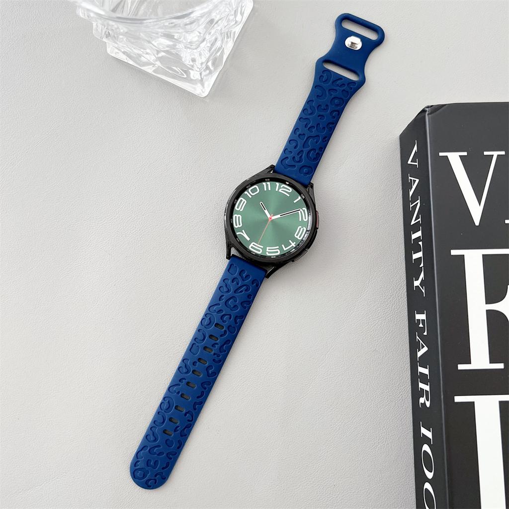 20mm 22mm Leopard Engraved Band for Samsung Galaxy Watch 6 5 4 40mm 44mm Gear S3 Silicone Cute Strap 6Classic 43mm 47mm Active 2