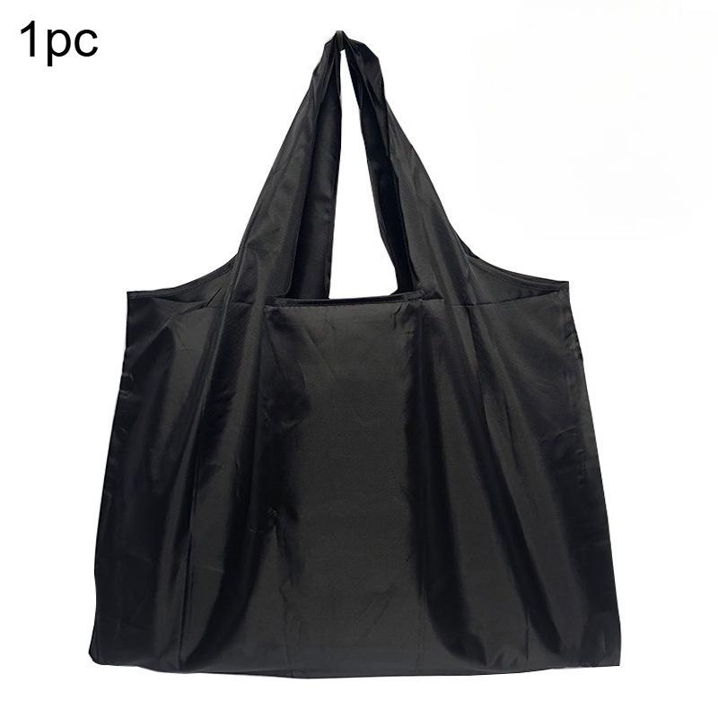 1pc Large Capacity Durable Oxford Cloth Shopping Bag Foldable Black Rectangular Tote Groceries Camping Picnic Outdoor Enthusiast