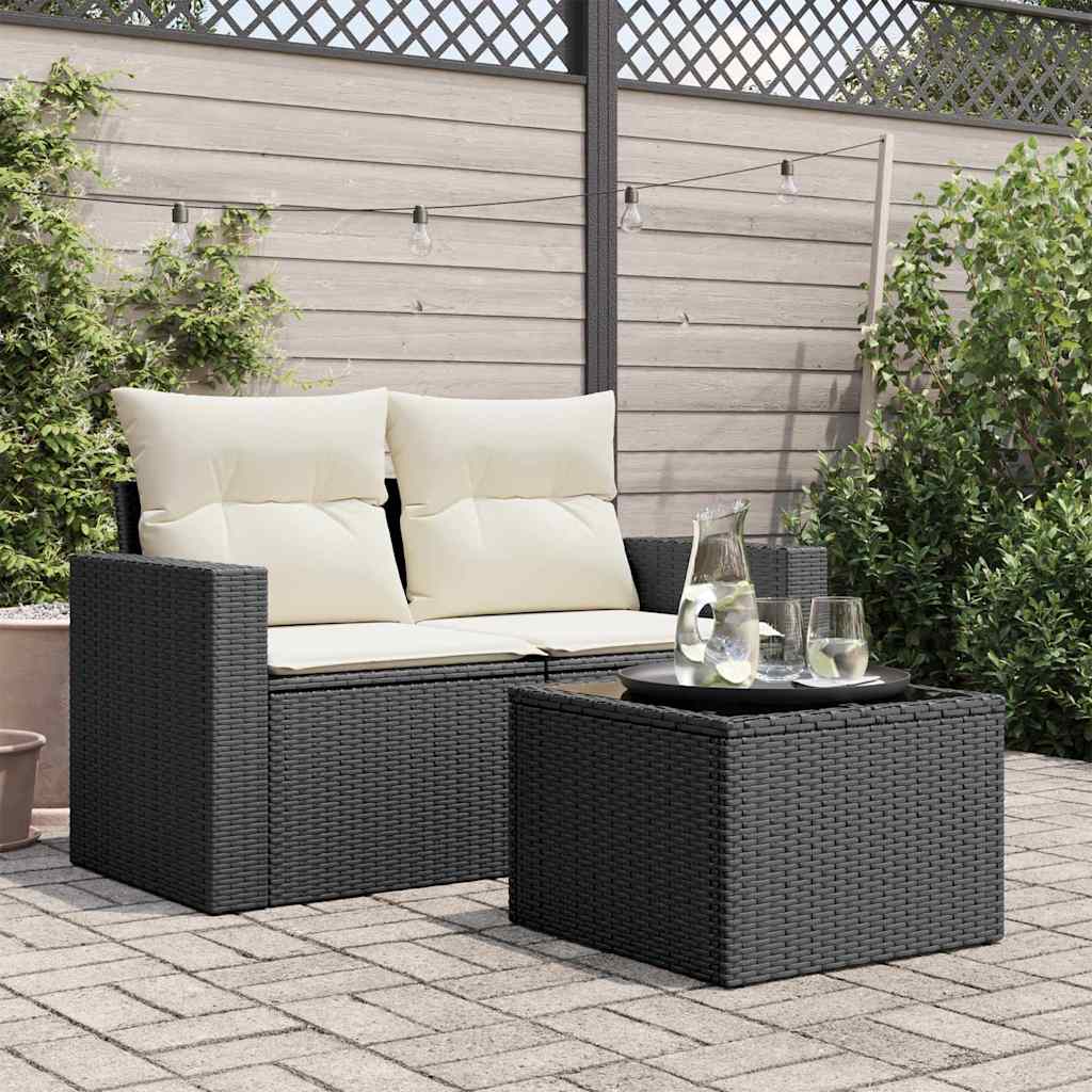 Vidaxl Stół Ogrodowy Ze Szklanym Blatem, Czarny, 55X55X37Cm, Rattan Pe