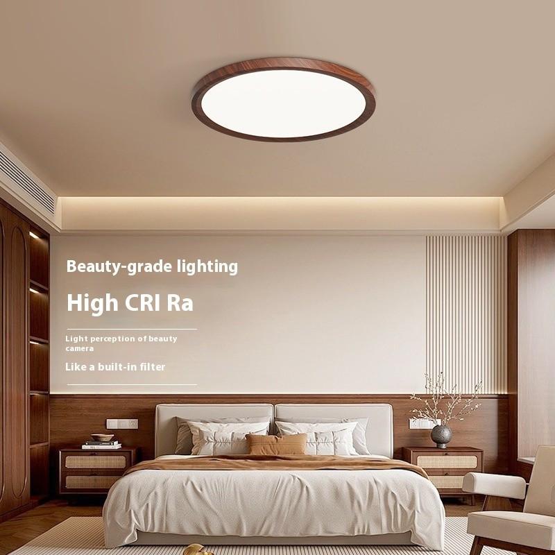 Walnut Bedroom Ceiling Lamp Eye Protection Children's Room Light Corridor Balcony Light Retro Ultra-Thin LED Ceiling Light