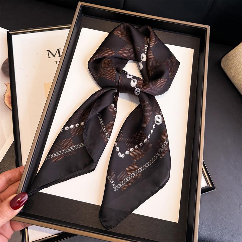 Light luxury printed scarf imitation silk retro high-end sunscreen shawl neck square scarf scarf silk scarf headscarf