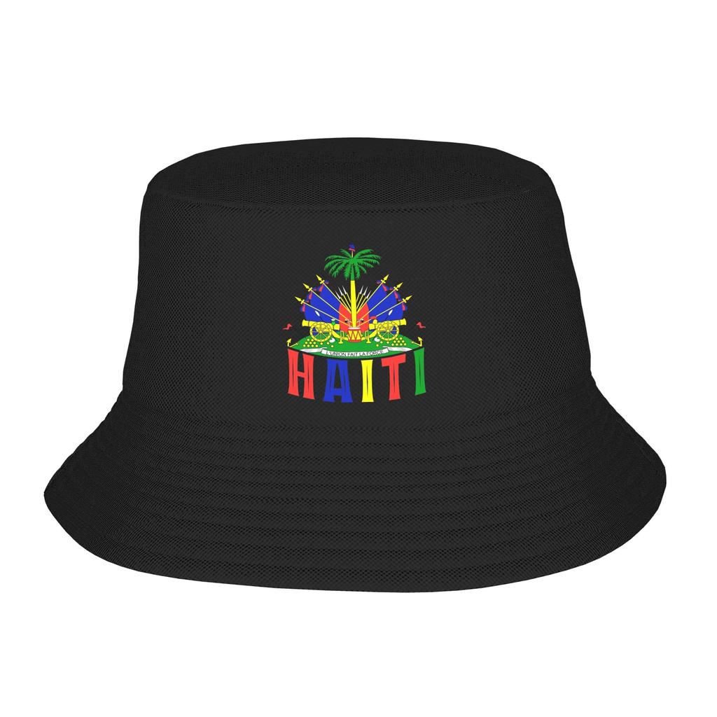 Haiti Grunge Flag Bucket Hat For Woman Beach Floppy Hat Casual Lightweight For Outdoor Sport Fishing Hat Bob Hat
