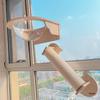 Wall-Mounted Solid Wood Cat Hammock: Suction Cup Hanging Bed for Sunbathing No Drilling Required