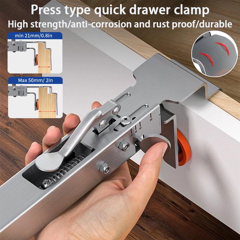 Press type quick drawer clamp, woodworking installation auxiliary tool, drawer installation adjustable telescopic fixed clamp
