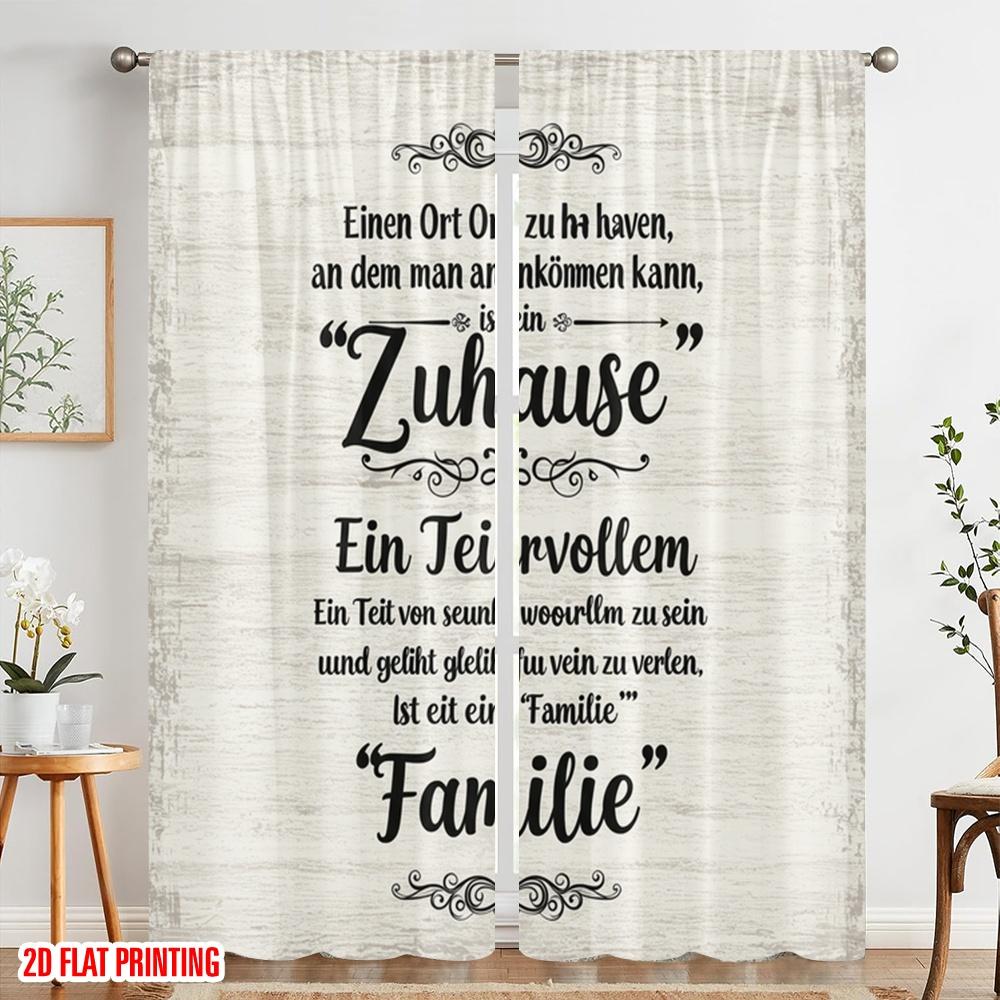 2pcs 2D Flat Printing Curtains Home Family Blessing Polyester Without Electricity All Season Party & Holiday Decor for Festive