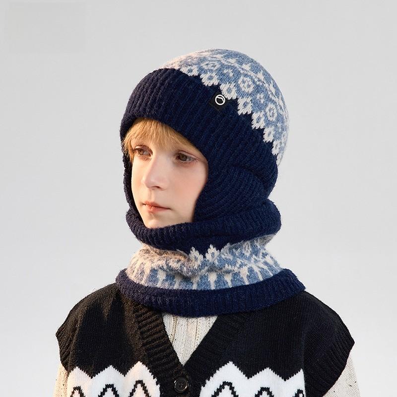 Kids Winter Knit Hat And Scarf Set With Fleece Earmuffs For Outdoor Warmth And Wind Protection