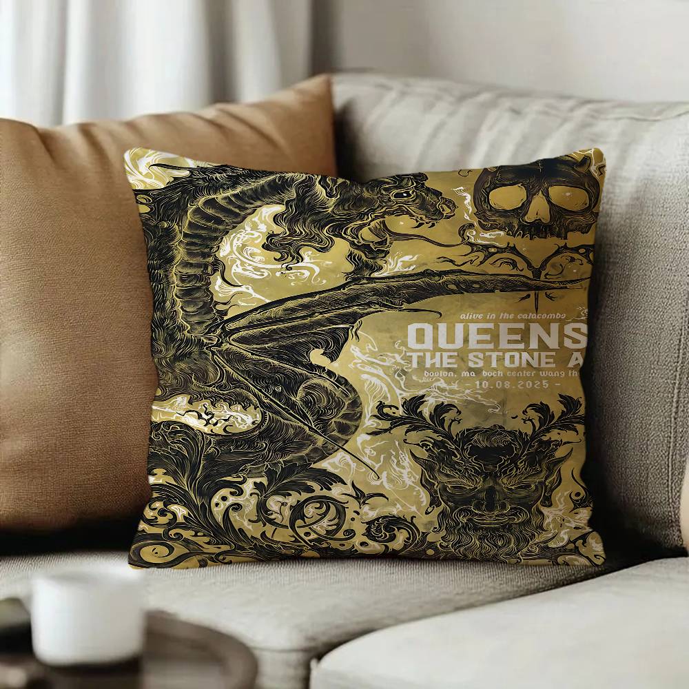 Band QQueens Of The Stone Age Office Cushion Pillowcase Car Cushion CoverXCM Lumbar Pillowcase Sofa Pillowcover