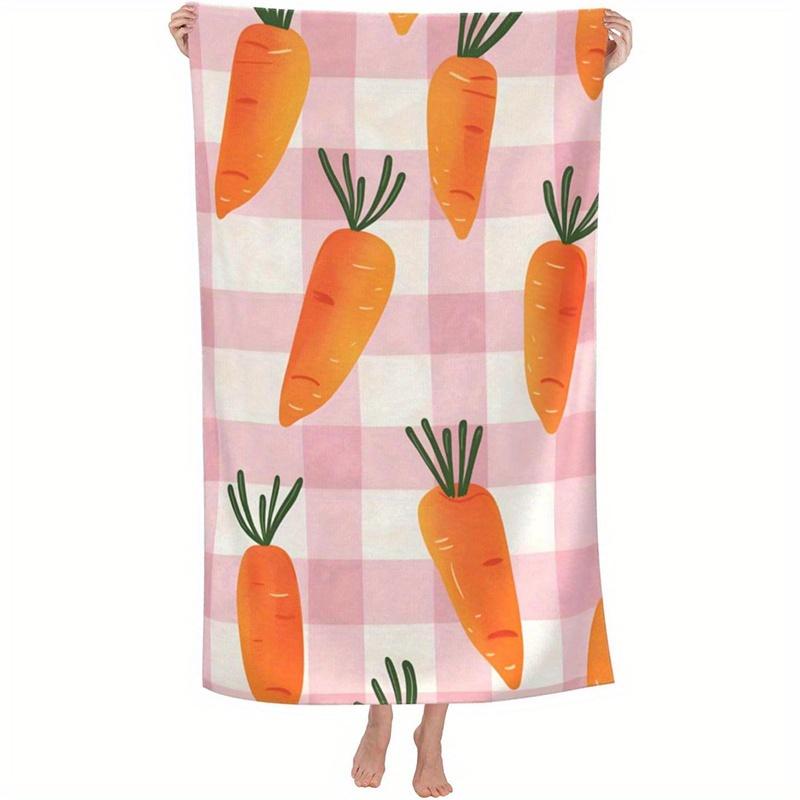 

Beach Towel Pink and White Plaid Carrot Pattern Sun Protection Windproof Suitable for Swimming Pool Camping Travel Blanket W30*H60(CM)