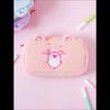 [K-Stationery] Daiso Korea Care Bears Pluch Embroidery Pencil Case - Cute Pink Bear Pouch & Organizer