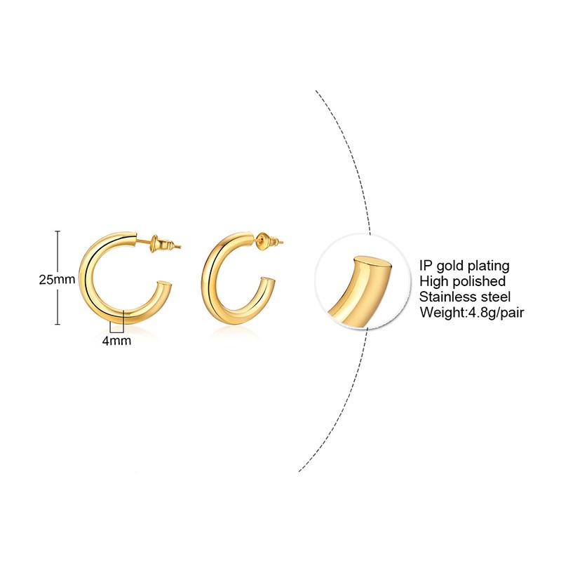 Open Circle Hoops For Women Stainless Steel 25mm 42mm 63mm Diamter Female Holiday Gifts