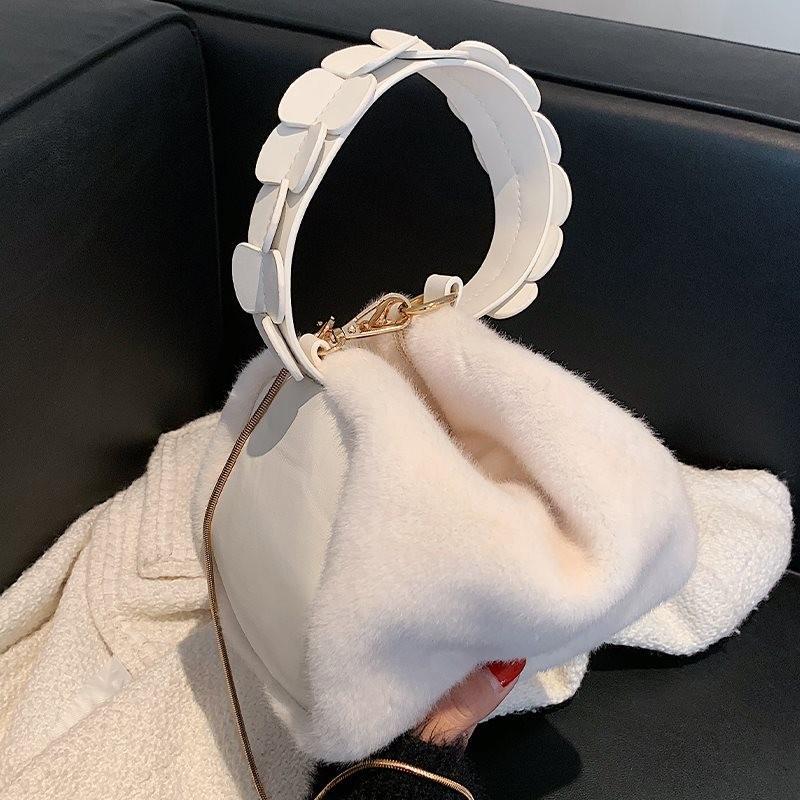 

Модная женская плюшевая сумка Стильная мягкая ткань Шикарная сумка через плечо для повседневного использования Snowball White