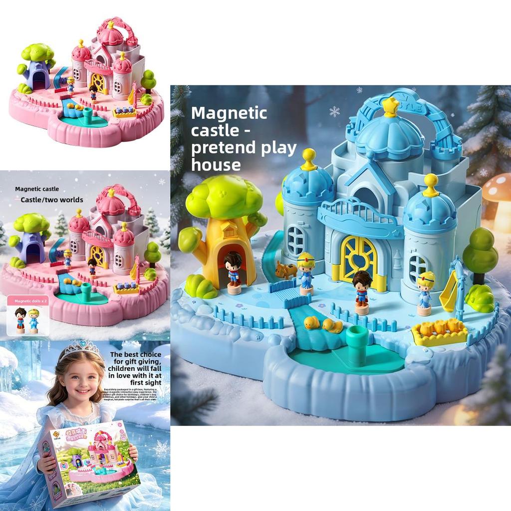 Magnetic Castle Playset For Kids With Realistic Doll Figures For Creative Imaginative Play