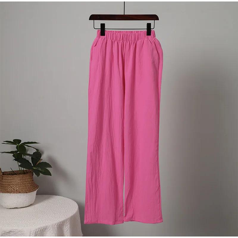 Set Musulmano da Donna Set Pantaloni a Gamba Larga Set Due Pezzi Lino Bottoni Camicia Completo Ramadan Eid Dubai Ensemble Abbigliamento Arabo