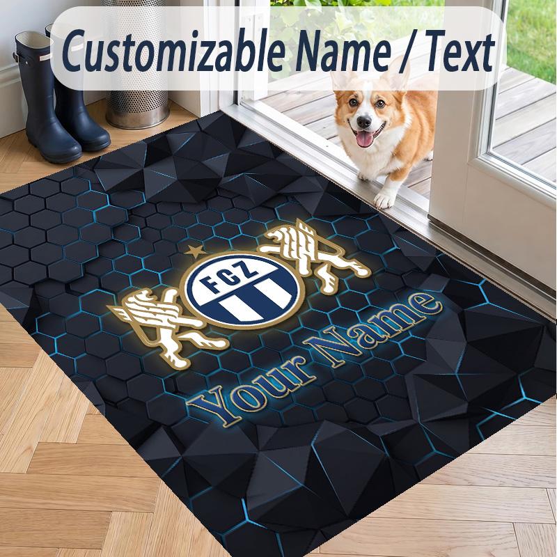 Custom Text Printed Rug FC Zürich Non Slip Floor Carpet For Home Room Decor