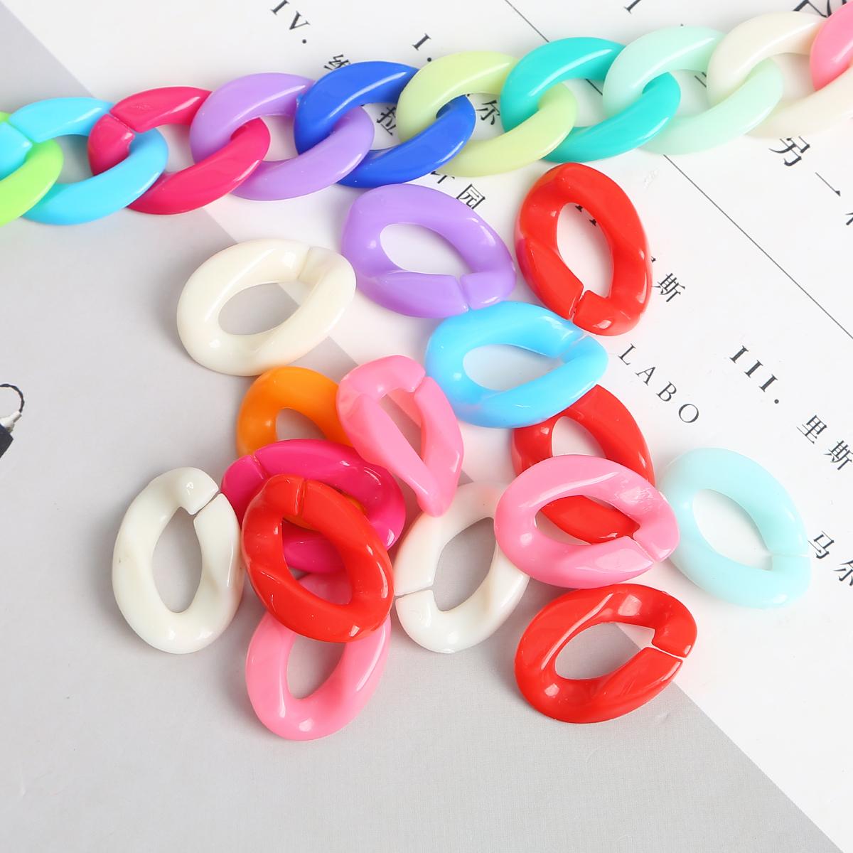 

Акриловые плоские овальные открытые кольцевые бусины, соединительная цепь для изготовления ювелирных изделий