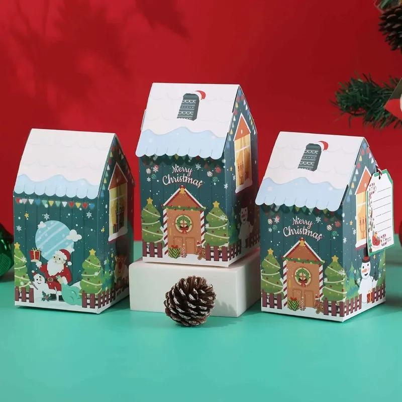 1-40PCS Christmas Themed Snowman Gingerbread House Cookie Box Decorative Gift Packaging for Holiday Candy Treats Party Present