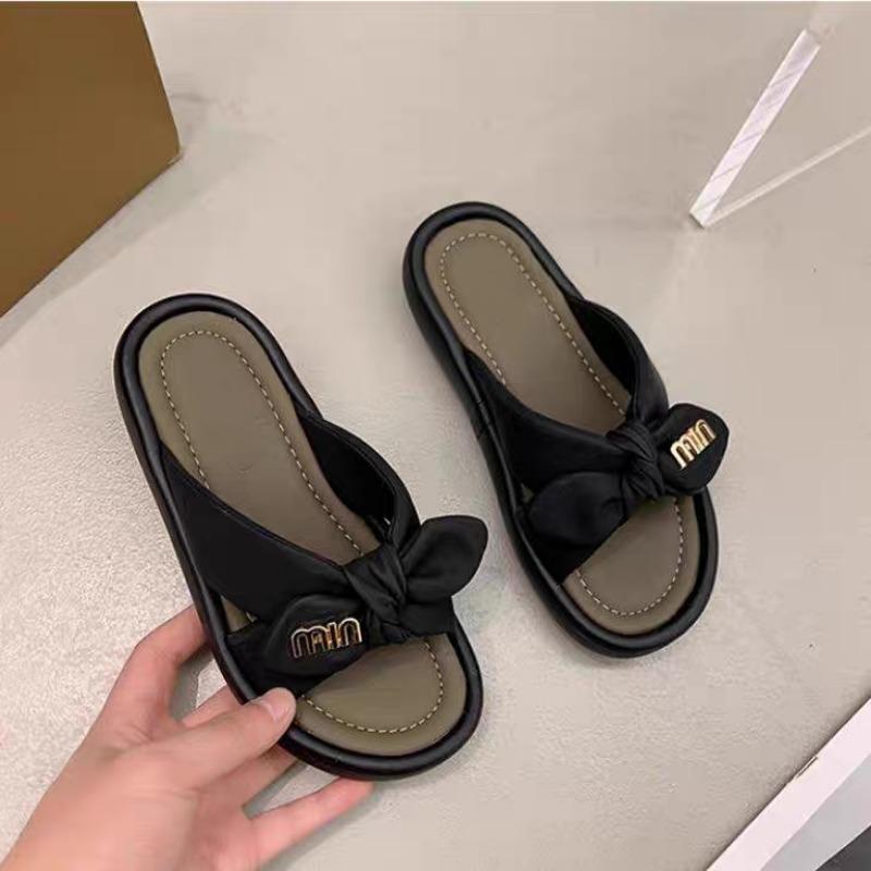 

Bow slippers women s summer wear new soft bottom non-slip pregnant women s sandals go out one word sandals 35