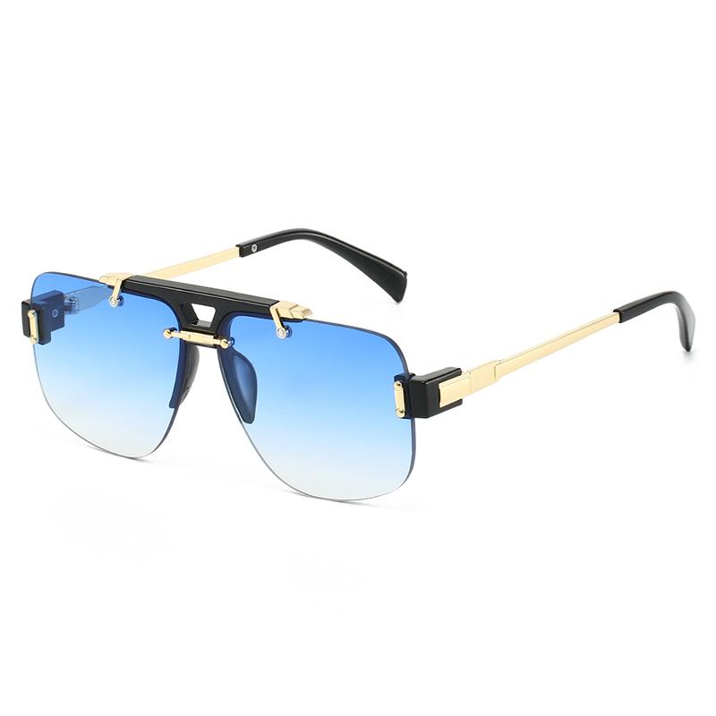 SHAUNA New Square Rimless Sunglasses Women Fashion Clear Ocean Gradient Lens Shades UV400 Retro Rivets Men Sun Glasses