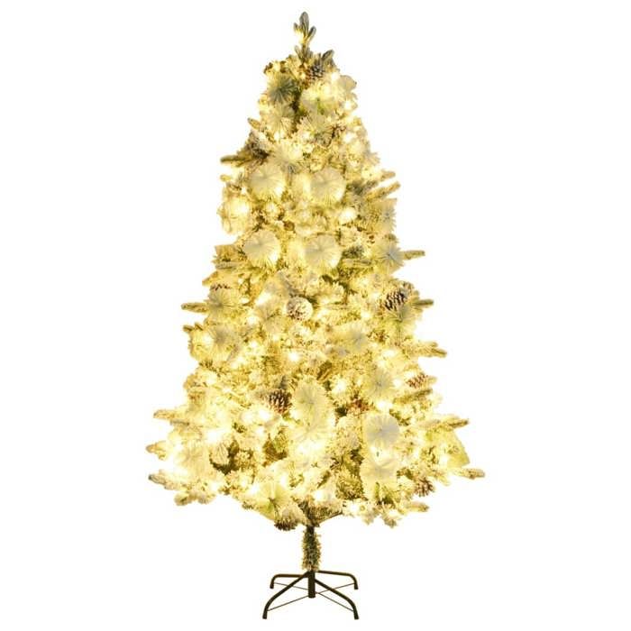 Exclusive House - Pre-lit Christmas Tree with Flocked Snow/Cones 225cm PVC/PE