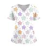 Women's Fashion V-Neck Short Sleeve Overalls With Pockets  Print Tops  Clothes