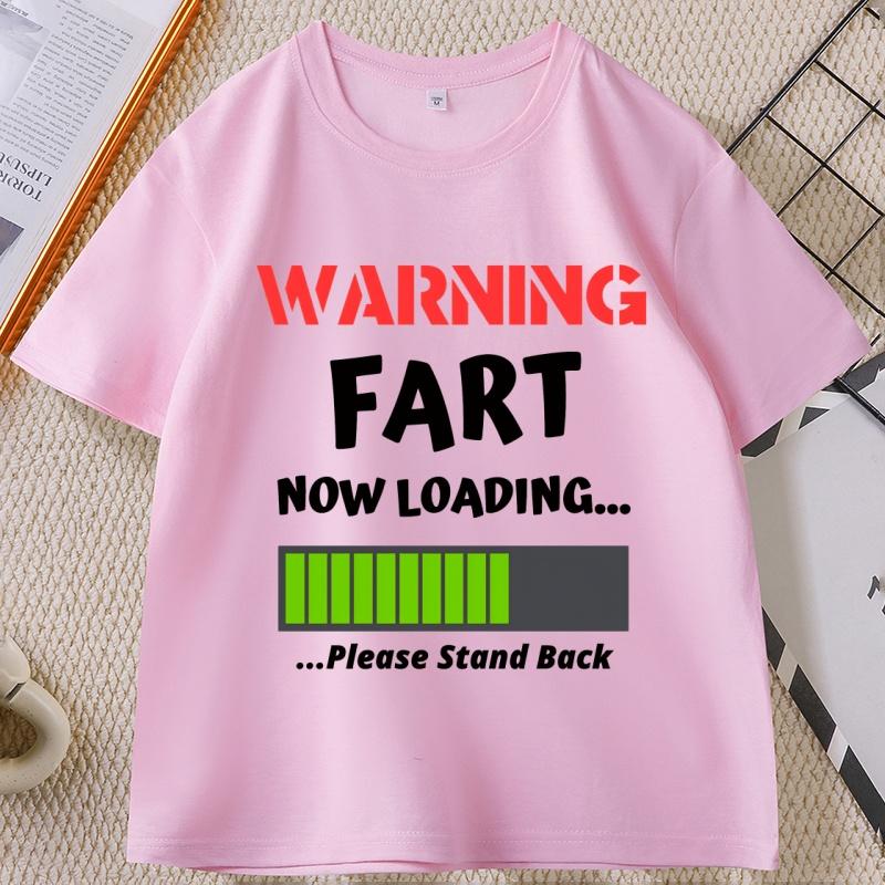 Lustiges Warnschild Fart Now Loading T-Shirt Lässiges Rundhals-T-Shirt mit Farter-Grafik Kurzarm-T-Shirt Kleidung Oberteile