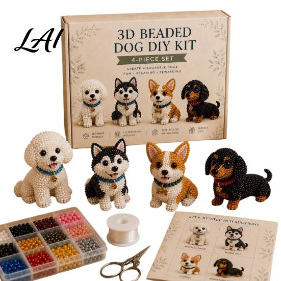 Office Decoration Crafts Tiny 3D Beaded Animal DIY Kit with Instructions Easy Beading Home Decor Project 4 Cute Designs Themed Beadwork for