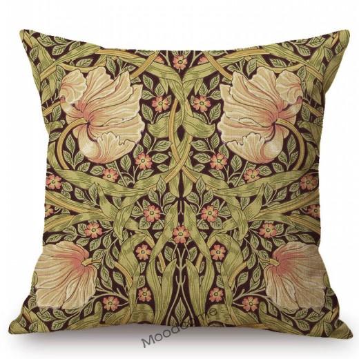 Klassisk Morris Blomster Blomstermønster Pimpernel Rød Gul Rosa Blå Hjem Dekorativ Kunst Sofa Putetrekk Lin Putetrekk
