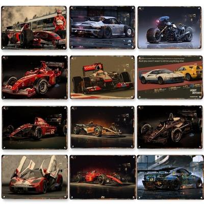 Metal Tin Metal Poster F1 Racing Tin Sign Metal Plaque Poster for Bar Club Wall Decor Retro Bedroom Vintage Wall Plate Pendant