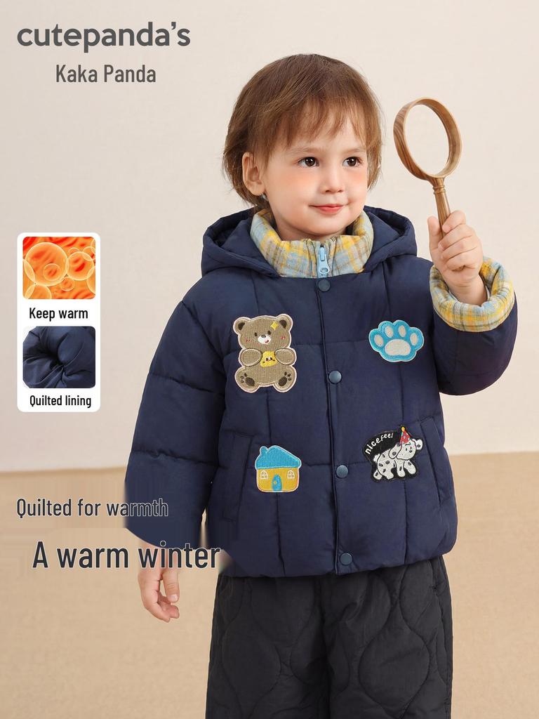 Kaka Panda Kids' Winter Padded Jacket: Warm Cotton Coat for Boys, Girls, and Toddlers (Autumn/Winter)