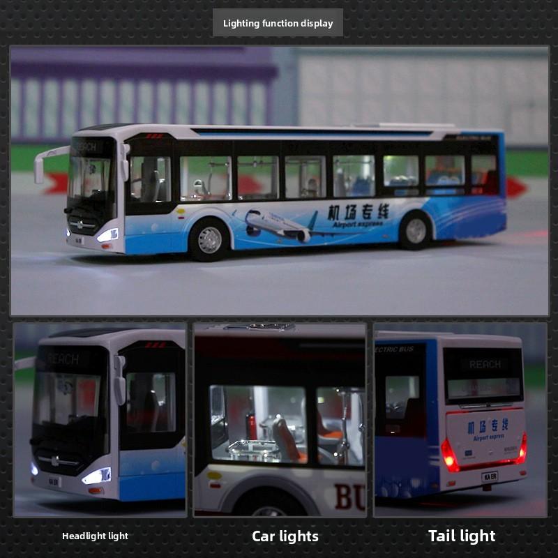 Model Bus Alloy Toy With Sound Light And Opening Windows For Children Play