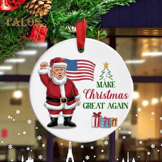 1/2/3/5/10Pcs Trump 2024 Christmas Ornament Make Christmas Great Again Santa Ornament Hanging Holiday Decoration for Supporters