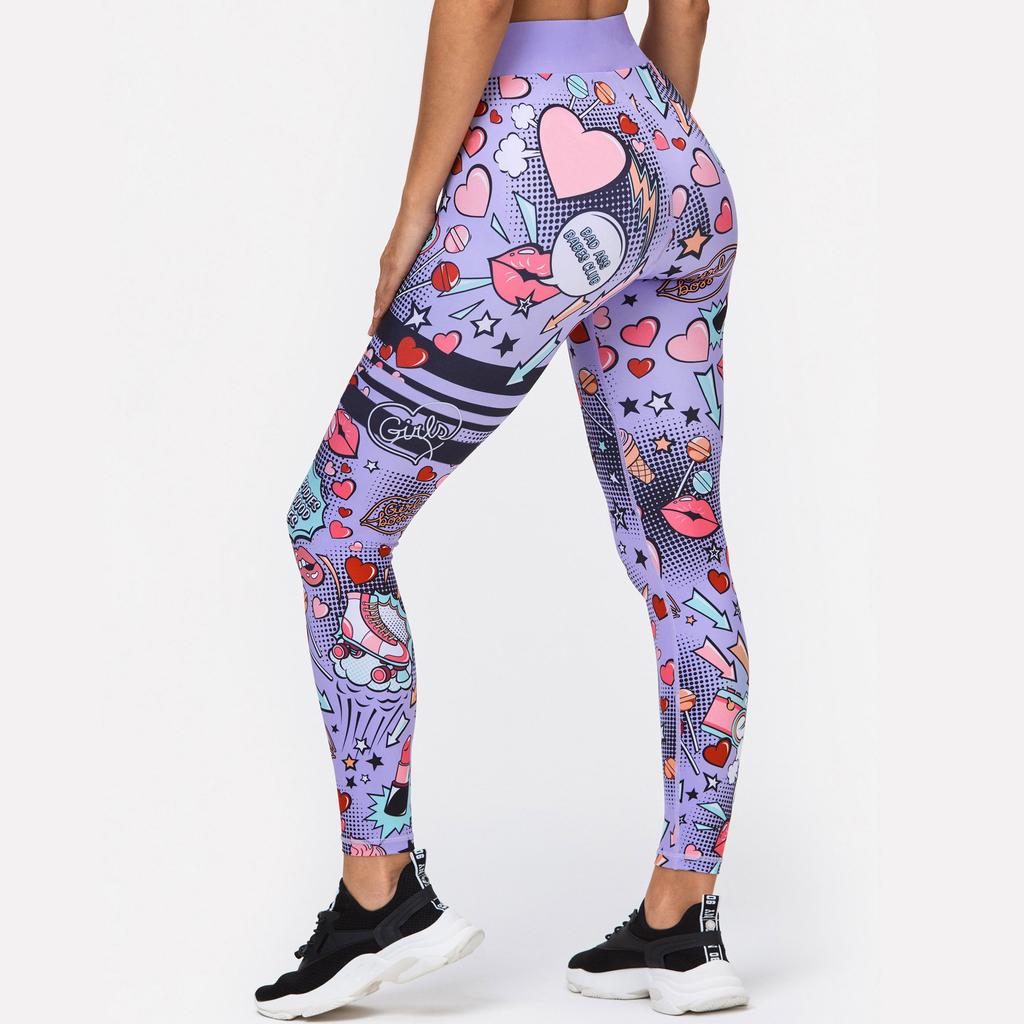 Printed Tight Pants, High Waisted Sports Leggings, Women's Yoga Clothes, Yoga Pants, Elastic Sports Pants