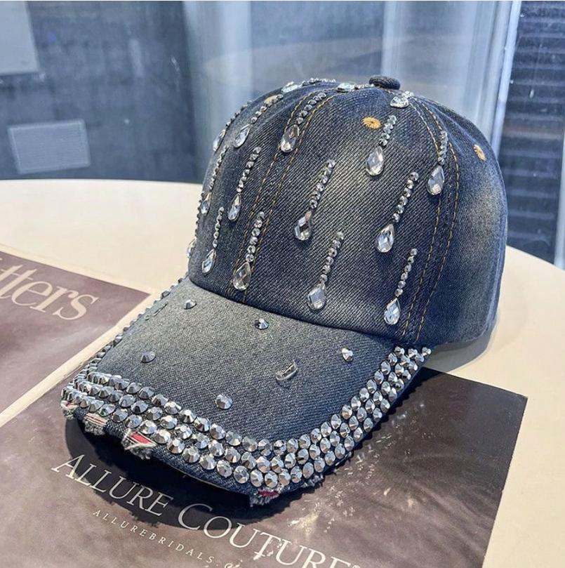 Ladies' Denim Baseball Cap, Teardrop-Shaped Diaminted Fashionable Hat, Comfortable And Good-Looking Hat, Gift For Friends