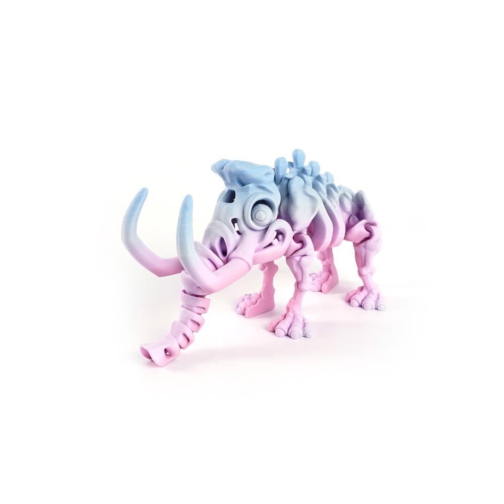 10 Colors 3D Printed Mammoth Model PLA Plastic Animal Simulation Model Children's Toy