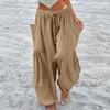 Women Plus Size Wide Leg Pants Middle Waist Summer Baggy Pants With Pockets