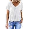 Summer Ladies Solid Colour V-Neck Short Sleeve Top