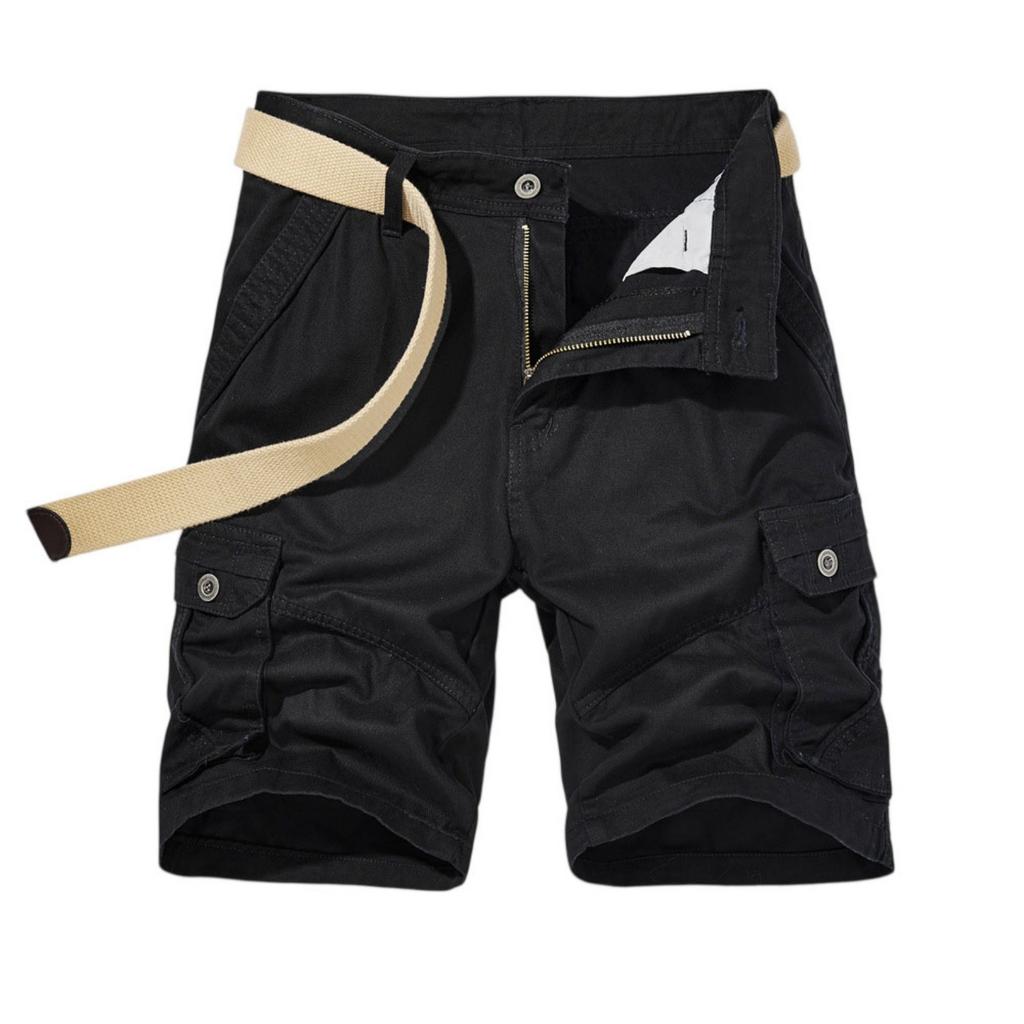 Men's Cargo Shorts  Casual Loose Fit  Solid Color Shorts With Zipper And Multiple Pockets For Work And Sports