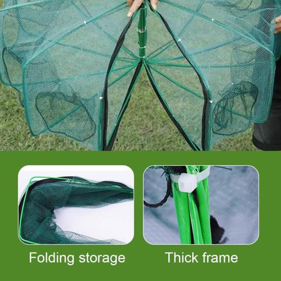 Foldable Fishing Trap Easy to Use Fishing Mesh Net with Steel Wire Portable Long-lasting Fishing Cage for Shrimp Crab Minnow
