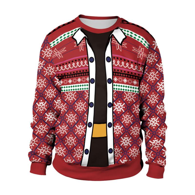 Men's Autumn and Winter 3D Printed Crew Neck Sweater Fashion Versatile Trend Breathable Casual