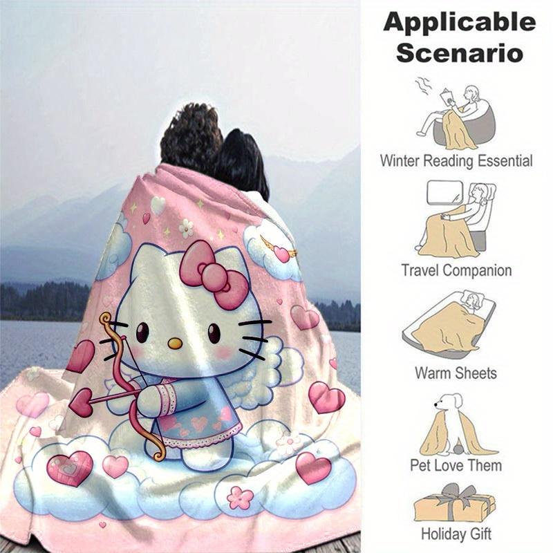 1pc. Hello Kitty Cupid Cloud Heart Print Blanket - Home Office Outdoor Gift Suitable for All Seasons (Ho