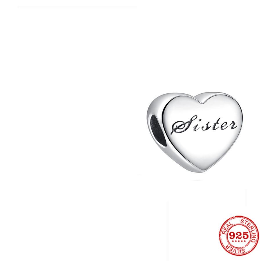 Nový Měděný Bratr Sestra Máma Táta Syn Dcera Manželka Srdce Přívěsek Korálek Pro Ženy Pasuje na Originální Náramek Diy Šperky