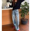 Women's Spring New Loose Casual Wide Leg Jeans Straight Leg Mop Pants