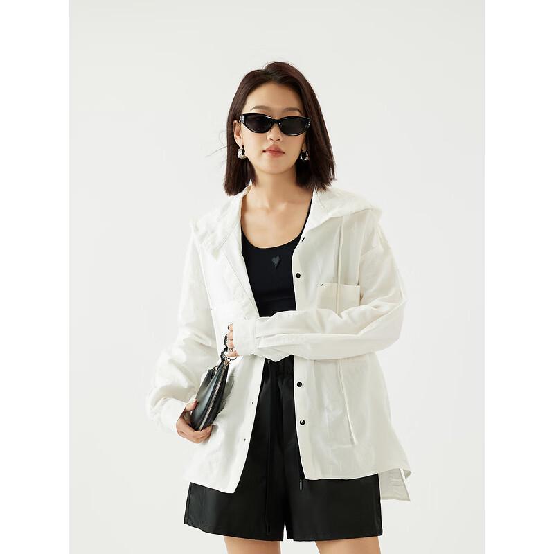 Gejin Simple Hooded Long Sleeve Top M