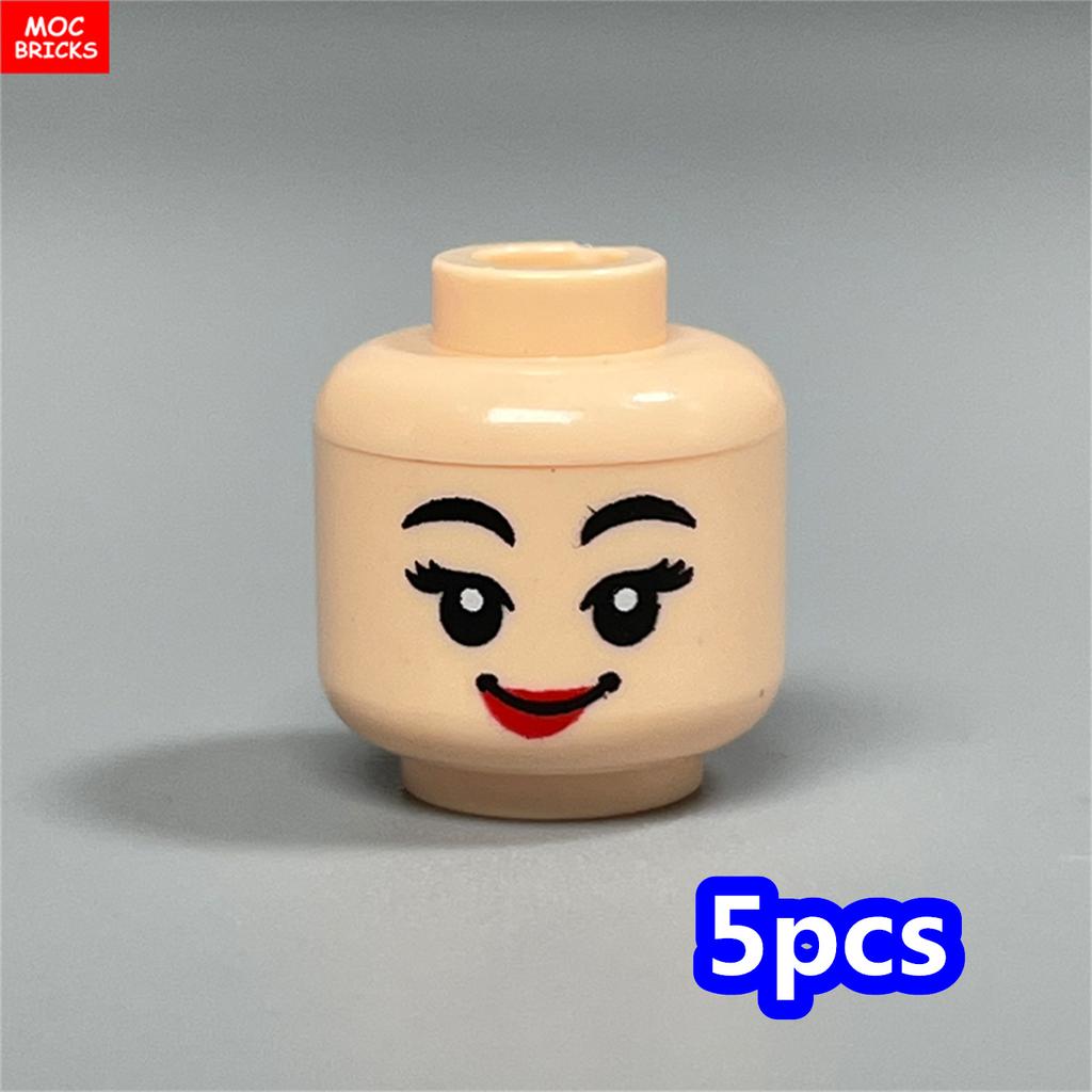 MOC Bricks Hollow Flesh Face Expression Head For 4cm Figure DIY Educational Building Blocks Toys For Children Gifts