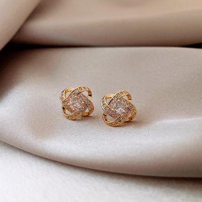 Orecchini Trifoglio Zircone per Donna S Ago Puro Design di Nicchia Nuovi Orecchini di Lusso Leggero di Tendenza