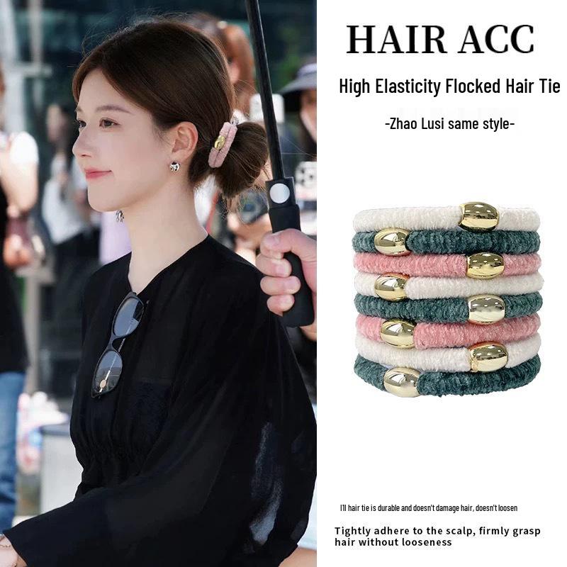 Velvet Mixed Color Braided Hair Ties: High Elasticity Hair Scrunchies for Stylish Buns and Commute-Friendly Accessories