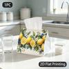 1pc Tissue Box, WATERCOLOR LEMONS BLUEBERRIES FRESH VIBRANT Pattern, 2D Flat Printing, Crafted with Strong Polyester, Can Be Folded, Tissue Dispenser,
