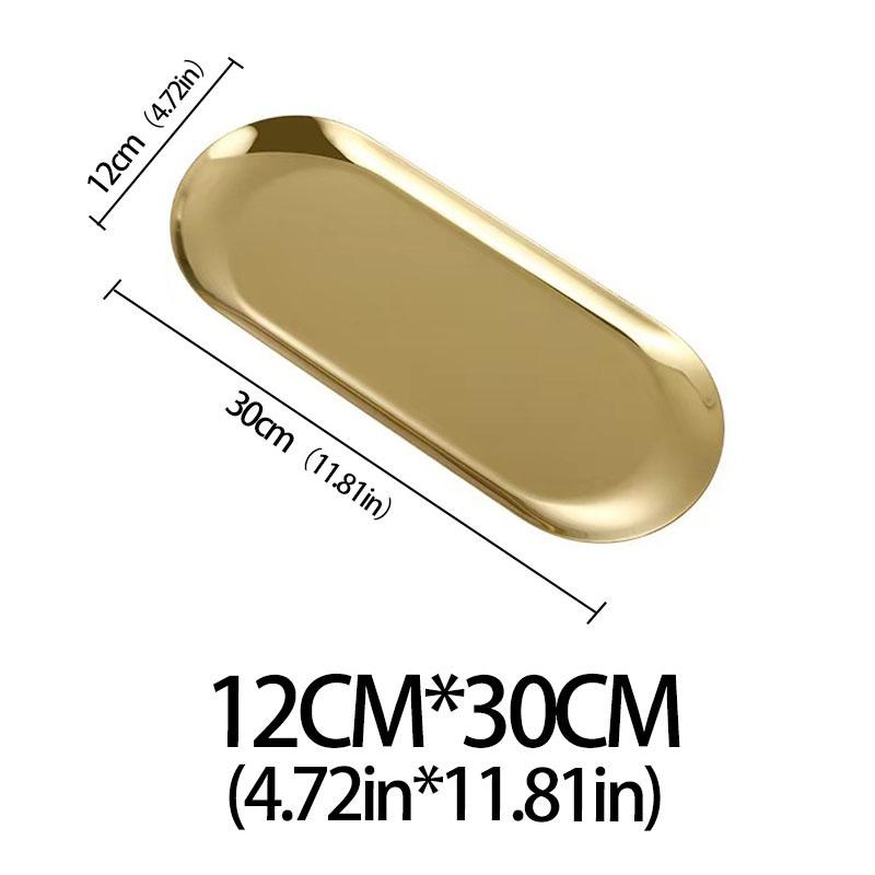 Stainless Steel Jewelry Tray Cosmetic Holder Oval Metal Dining Dessert Plate for Tray Snack Plate Steak Kitchen Plate Dish