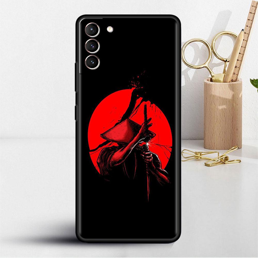 Case For Samsung Galaxy S20 S22 Ultra S21 FE S10 S9 Plus Note 20 10 Lite 9 Soft Phone Shell Landscape Ink Painting Samurai Art