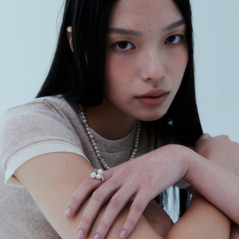 lowool Tree pearls silver ring